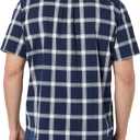 Amazon Essentials Men's Short Sleeve Dress Shirt with Stretch, Charcoal White Vertical Stripe (Available in Big & Tall) (S)