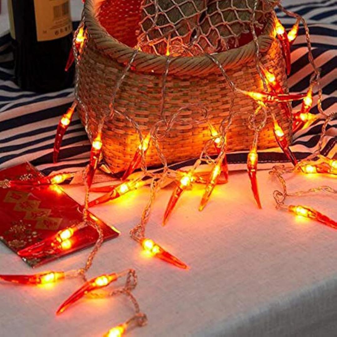 2pack red Chili Pepper String Lights,40 LED Pepper String lamp Indoor Kitchen Decor Outdoor Mexican Decorations Light, Battery Powered for Chinese New Year,Holiday Party,Christmas Home Decor