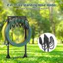 HeroicLion Garden Hose Holder Holds 2 x 151FT Hoses, Heavy-Duty Metal Freestanding Hose Stand Hanger with Stable Base, Rustproof Double Water Hose Holders for Outside Yard Lawn Farm, Black