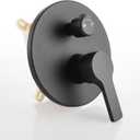 Matte Black 2 Way Shower Diverter Valve, Pressure Balance Rough-In Mixer Dual-Function 1/2" FNPT Connection, Single Shower Handle Valve Trim Kit Replacement