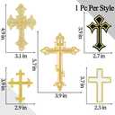 5 x Silvery Cross Patches Iron On Embroidery Applique Patch, (5-Pack) Religious DIY Decor Patches for Clothing Jeans Jackets Backpacks Hats Shirts Easter DIY Crafts