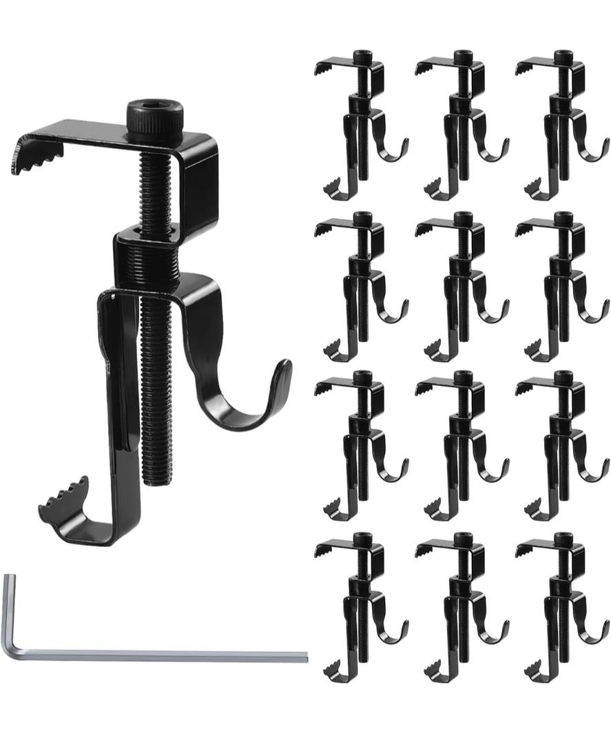 Stainless Steel Brick Hanger No Drill Outdoor Adjustable Brick Hooks Clamps Black Heavy Duty Brick Wall Clips for Hanging Pictures, Lights, Plants(10 Pcs)
