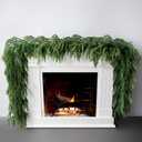 Artificial 2Pcs 5Ft Norfolk Pine Garlands, Real Touch Christmas Winter Pine Garland, Thick Deluxe Faux Green Greenery Garland for Table, Fireplace, Stairs, Mantle, Indoor Outdoor Christmas Decorations