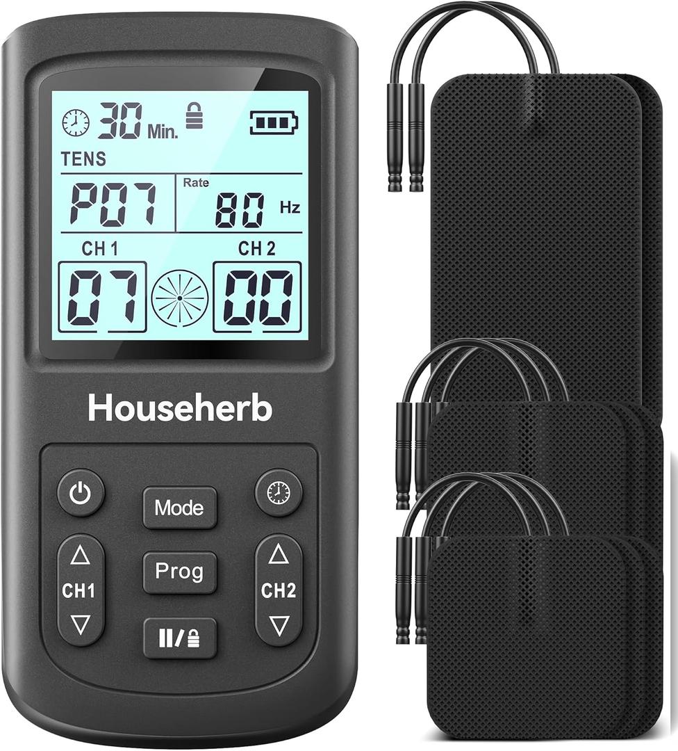 TENS Unit Muscle Stimulator for Pain Relief, 3-in-1 EMS TENS Machine with 28 Modes, 40 Intensity Levels, Dual Channel Rechargeable Massager with 8 Pads for Back, Neck, Shoulder, Sciatica