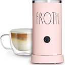 Rae Dunn Electric Milk Frother Steamer -Stylish Automatic Milk Steamer and Frother, Milk Warmer, Hot and Cold Foam Maker for Coffee, Latte, Cappuccino, Macchiato - 550 Watt (Blush)