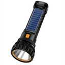 Solar/Rechargeable Multi Function 1000 Lumens LED Flashlight, with Emergency Strobe Light and 1200 Mah Battery, Emergency Power Supply and USB Charging Cable, Fast Charging (1PC)