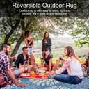 Ileading Waterproof Outdoor Rug 6x9, Reversible Plastic Straw Patio Rug, Portable Indoor Outdoor RV Camping Mat Carpet for Deck, Porch, Balcony, Backyard, Picnic, Floral Dusty Blue