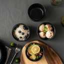 S&Q'S CERAMICS Ceramic Small Bowls for Kitchen, Set of 6, 9 ounces Ice Cream Bowls, Small Serving Bowls for Soup, Dipping, Condiments, Side Dishes, Snack, Prep (Black and Grey (4.25 inch)