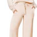 ANRABESS Women 2 Piece Outfits 2025 Fall Fashion Airport Wide Leg Pants Lounge Set Leisure Travel Vacation Clothes Sweatsuits (Small, Apricot)