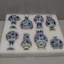Dandat 8 Pcs Mini Chinoiserie Bud Vases Ceramic Blue and White Floral Chinese Porcelain Vase Set for Shelf Table Centerpieces Home Decor(Elegant)