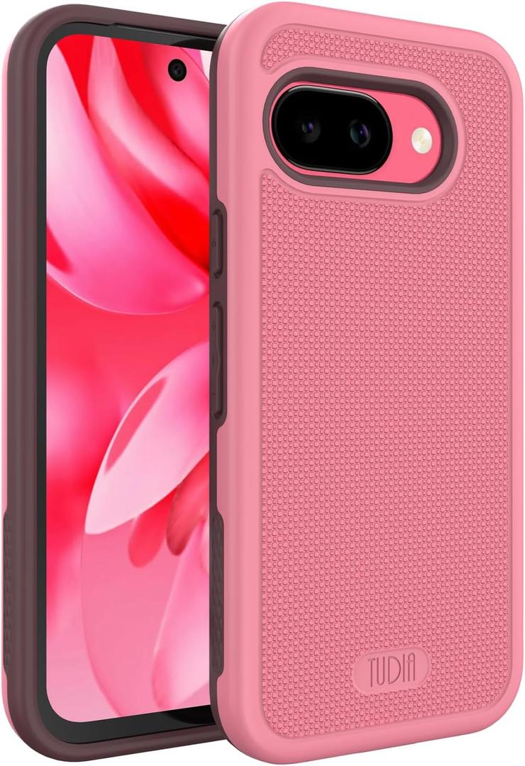 TUDIA for Google Pixel 9a Case (2025) - [MergeGrip] Dual Layer Heavy Duty Slim [Military Grade Drop Tested] Shockproof Protective Pixel 9A Phone Cases - Smokey Pink