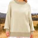 ZESICA Women's Fall 2025 Oversized Sweaters Long Sleeve Color Block Mock Neck Side Slit Comfy Loose Knitted Pullover Tops (Beige, S)
