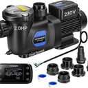 VIVOHOME 2.0HP Pool Pump Dual Speed with Remote Timer 230V
Wireless Remote Control, Fast Self-Primming Motor, 4 Program Segment, for in/Above Ground Pools, Saltwater Pools