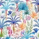 practicalWs Peel and Stick Wallpaper Boho 17.7" x 393.7", Colorful Floral Contact Paper for Bedroom Decor, Modern Coconut Tree Self Adhesive Removable Mural, Vinyl Wall Paper Roll (Blue)