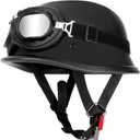 German Style Motorcycle Helmet Vintage Half Shell Helmet for Adult Men Women DOT / FMVSS 218 Approved Retro Helmet with Goggles