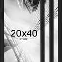KTKDE 20x40 Picture Frame Set of 3, Poster Frame Wooden Black 40 by 20 in for Pictures and Art Prints, Exhibition, Caffe Large Frame for Photos, best gift