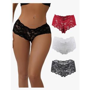 ohyeah Womens Lace Boyshort Cheeky Panties Plus Size Underwear Briefs Panty Soft Stretch Hipster XL