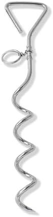 WePet Dog Tie-Out Stake, Durable Silver Spiral Anchorstake, Secure Outdoor Tethering for All Cable Leash Chain, Camping Yard, Rust-Resistant, Easy Installation, Medium, 16 Inch