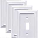 Pure White Decorative Outlet Covers Wall Plates, Bamboo Fiber Light Switch Covers, Natural Material Electric Receptacle Switch Plate Outlet Cover of various styles (1 Gang Toggle 4 Pack)