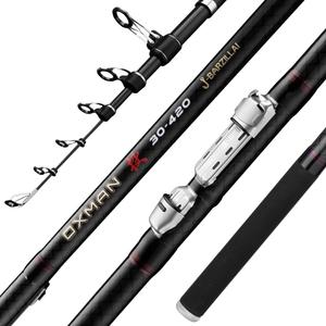 OXMAN Telescopic Surf Fishing Rod 11'8'' Long Shot Portable Travel Inshore Pole 27T High Carbon Fiber Lightweight Stainless Steel Guides Bass Salmon Trout Rod, 3.6m 3.9m 4.2m 4.6m 5m
