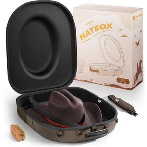 BRANTMAKER Cowboy Hat Box, Cowboy Hat Case for Travel, Crush Proof Storage for Western/Panama/Fedora, Carrier with Adjustable Shoulder Strap & Brush