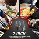 Walfos Small Silicone Tongs for Cooking- 7 inch Mini Kitchen Tongs with Silicone Tips, Great for Cooking, Turning, Serving, Food tongs Set of 3