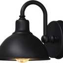 Naurham Barn Light Gooseneck Light- Small Farmhouse Outdoor Lighting, 1-Light Outdoor Gooseneck Lighting Farmhouse Wall Sconce for Patio Porch Garage (6.4" Diameter, 1pc)