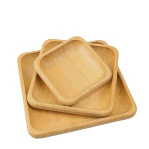 Wood Trays 3 Piece Set Decorative Wooden Serving Platters, Rustic Decor Trays for Coffee Tea Candle Food Dessert Snack Fruit Perfume Vanity, Square