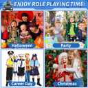 deAO Police Costume for Girls Police Officer Costume Pretend Play Accessories Role Play Cop Costume Accessories for Kids (Blue, L)
