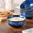 4 x vancasso Starry 24oz Bowls for Soup, Ceramic Soup Bowls Set of 4, Blue Cereal Bowls Set for Kitchen, Salad Bowls Set, Pasta Oatmeal Bowls, Lead-free, Dishwasher & Microwave Oven Safe, Blue