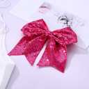 Large Big 7 Inch Glitter Bow Clip Sequin Bling Party Hair Accessories for Women Teens Girls Kids 1 Pcs (Hot Pink)