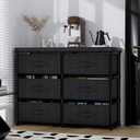 PPN Dresser with 6 Fabric Drawer Stand Desktop Sturdy Metal Plastic Support Tube Cube Storage Cabinet for Living Room, Bedroom Organization Dorm Front Hall Entryway Black