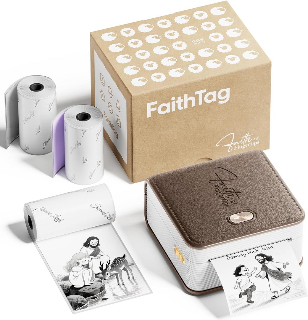 FaithTag Bible Verse Sticker Tabs Study Supplies Kit - F21, Religious Gifts for Christian Women, Men, Teen, Kids, Study Journal, Crafts, Coloring, Bookmarks, Church, Note, Party Favors - Light Brown