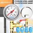 MEANLIN MEASURE 0~60Psi Stainless Steel 1/8" NPT 1.5" FACE DIAL, Glycerin Filled Pressure Gauge, Liquid Filled, Water Oil Air, Lower Mount, with 1/4" NPT and 3/8" NPT Hex Bushing