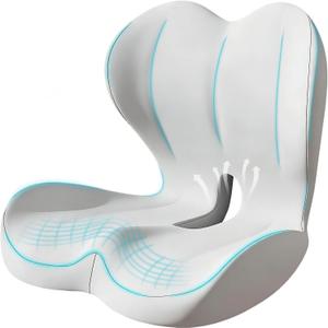Seat Cushion for Office Chair, Ergonomic Cushion with Lumbar Support Pillow | Orthopedic Memory Foam Coccyx Cushion for Tailbone & Sciatica Pain Relief, Ideal For Office Chairs, Car Seats, Wheelchairs, Large