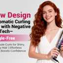 Negative Ion Automatic Rotating Curling Iron Smart Tangle-Free, Dual Voltage, Anti-Scald, Portable Ceramic-Coated Auto Hair Curler for Travel & Home Use1inch