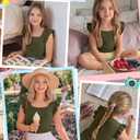 2 x Xaatren Girls' Ruffle Sleeve Tank Tops, 5-6 Years, Army Green