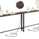 2 Pack Console Sofa Table with Power Outlets, 94.4" L x 5.9" W x 31.8" H Long Couch Table with Metal Frame and Charge Station with Extension Cord, Behind Couch Table, Rustic Brown (2 Pack, Rustic Brown)