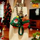 Leather Christmas Keychain, Handmade Genuine Leather Gift Key Chain for Men Women, Christmas Ornament Car Keyrings (Christmas Deer & Shoes)