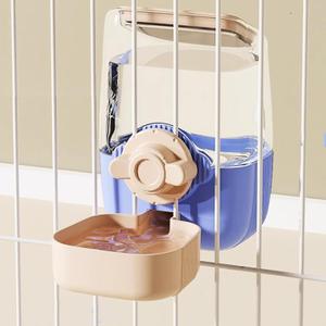 Pet Hanging Automatic Feeders Drinking Bowls 33oz, Siphon Water Feeder No Drip Water Set, Cage Pet Feeding Bowls Dispenser for Cats Dogs Puppy, Rabbit Hamsters Chinchilla Hedgehog(Blue-Pink-Water)