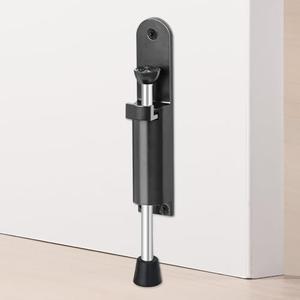 HOMOTEK Kickdown Door Stopper Heavy-Duty Adjustable Spring Loaded Telescopic Foot-Operated Door Holder with Easy Step-On/Off Release Kick Down Stop Wall Protector, 1 Pack, Black