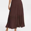 Kate Kasin 2026 Women's Chiffon Maxi Skirt, High Waist Pleated Skirts, Summer Flowy Long Skirts with Underskirt (L)