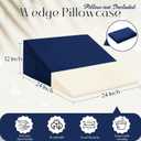 Horbaunal Navy Blue Bed Wedge Pillow Cover with Zipper Design, Wedge Pillowcase Protector with Side Pocket for Storage, 24" L x 24" W x 12" H (Pillow Not Include)