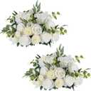 NUPTIO Large Flower Centerpieces for Tables: 17.7 inch Diameter White Artificial Flower Ball Arrangement for Wedding Party Centerpiece - 2 Pcs Fake Floral Rose for Bridal Shower Decorations
