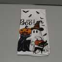 Artoid Mode Ghost Pumpkins Bats Cat Hey Boo Halloween Kitchen Towels Dish Towels, 18x26 Inch Seasonal Decoration Hand Towels Set of 2