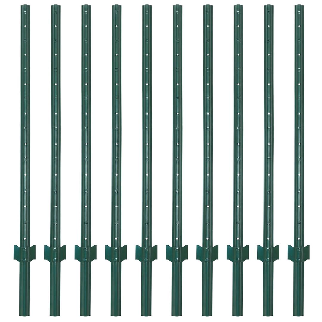 3-4-5-6-7 Feet Sturdy Duty Metal Fence Post  Garden U Post for Fencing - 10 Pack (5 Feet) (5 FEET - SET OF 10)