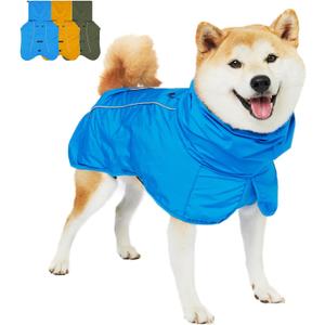 Tuff Pupper Waterproof Dog Raincoat | Full-Body Windproof Rain Jacket for Dogs | Reflective Strips | Breathable Mesh Lining | Adjustable Fit | Leash Port | Small Medium Large XL XXL Dogs (Blue, M) (25-40 lbs (Medium))