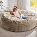 Hobestluk Bean Bag Chairs Giant Beanbag Chair with Filler, Memory Foam Bean Bags with Fluffy & Machine Washable Cover, Bean Bag Chairs for Aduts for Living Room, Bedroom (BROWN, 5FT - 50 x 50 x 24)