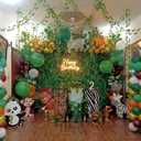 15 Pieces Jungle Theme Party Decoration Vbs 2026 Decor Rainforest 3 Pcs 9x4.5ft Safari Tropical Greenery Leaves Photography Backdrop 12 Pcs 7ft Fake Vines for Jungle Hawaiian Luau Indoor Room Decor