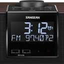 Sangean RCR-40 Wooden Clock Radio with AM/FM, Bluetooth, AUX, Digital Tuning and Battery Back-Up